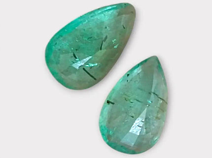3.67ct Pear Cut Zambian Emerald Pair, 100% Natural Earth Mined Gemstone. - SMSGEMS 