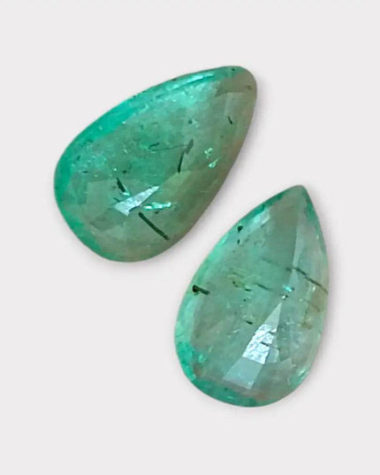3.67ct Pear Cut Zambian Emerald Pair, 100% Natural Earth Mined Gemstone. - SMSGEMS 