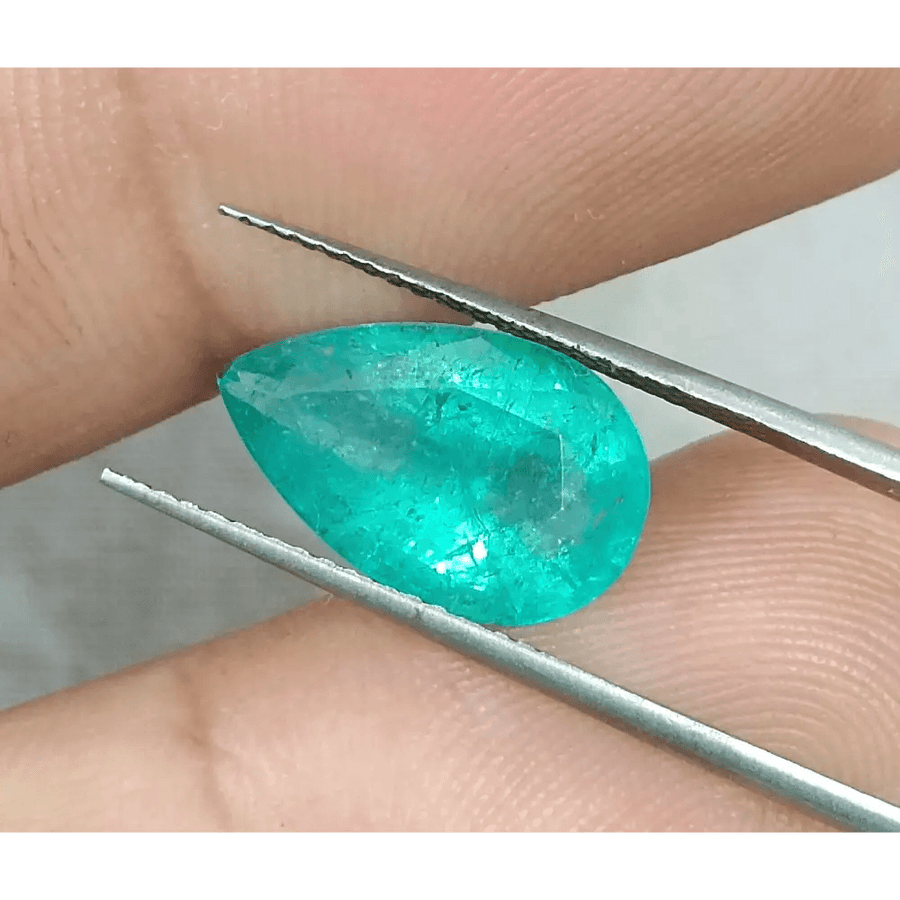 3.68ct Pastel Green Zambian Emerald, Natural Earth Mined Gemstone - SMSGEMS 