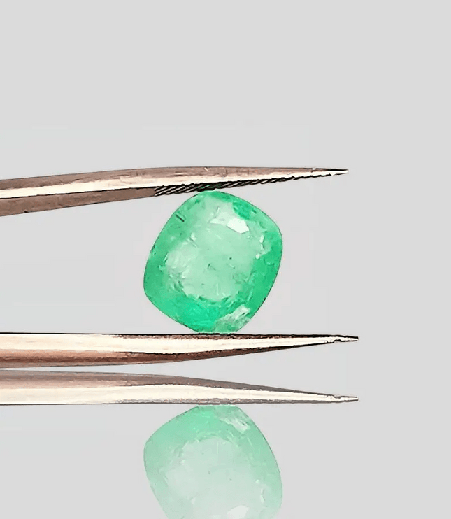 3.80ct Neon Green Cushion Cut Ethiopian Emerald, 100% Natural Earth Mined Gemstone - SMSGEMS 