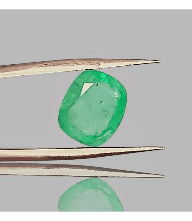 3.80ct Neon Green Cushion Cut Ethiopian Emerald, 100% Natural Earth Mined Gemstone - SMSGEMS 