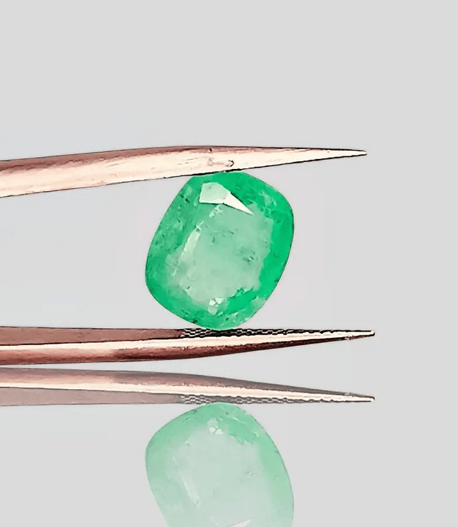 3.80ct Neon Green Cushion Cut Ethiopian Emerald, 100% Natural Earth Mined Gemstone - SMSGEMS 