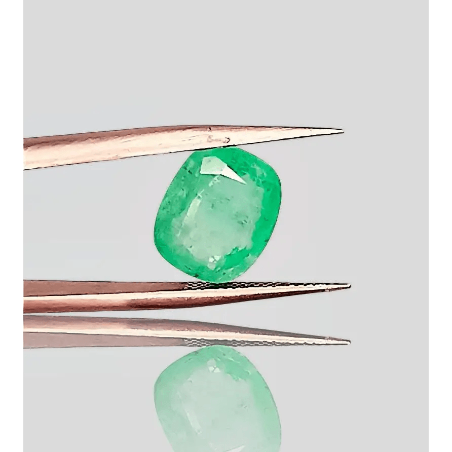 3.80ct Neon Green Cushion Cut Ethiopian Emerald, 100% Natural Earth Mined Gemstone - SMSGEMS 