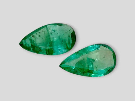 3.96ct Pear cut Zambian Emerald Pair , 100% Natural Earth Mined Gemstones - SMSGEMS 