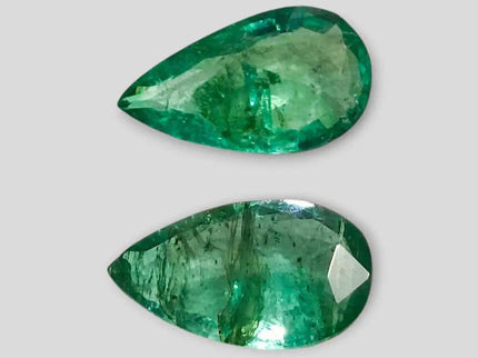 3.96ct Pear cut Zambian Emerald Pair , 100% Natural Earth Mined Gemstones - SMSGEMS 
