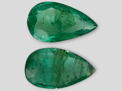 3.96ct Pear cut Zambian Emerald Pair , 100% Natural Earth Mined Gemstones - SMSGEMS 