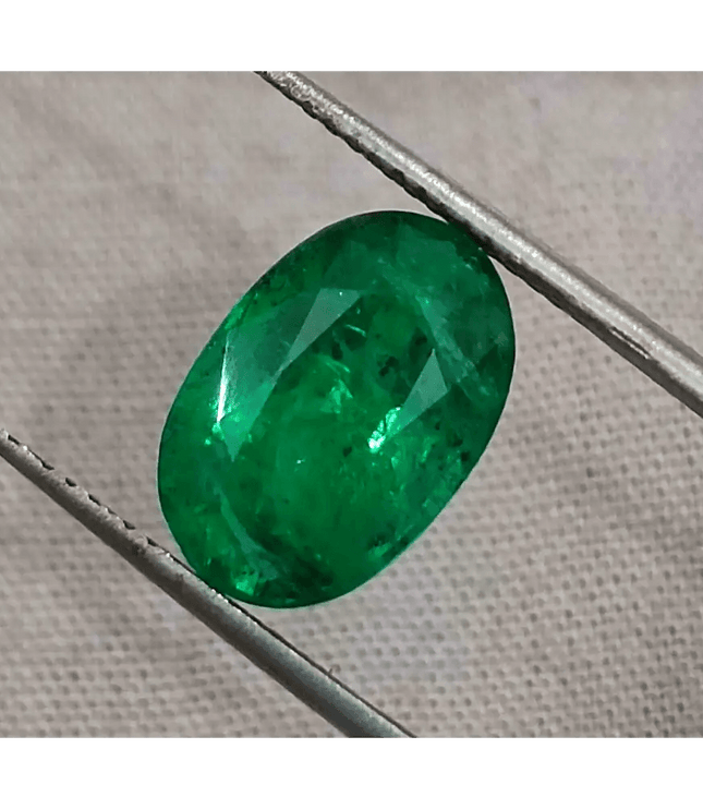 3.99ct IGI Certified Top Deep Vivid Green Emerald, Natural Gem - SMSGEMS 
