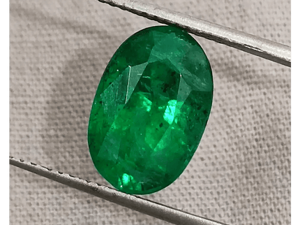 3.99ct IGI Certified Top Deep Vivid Green Emerald, Natural Gem - SMSGEMS 
