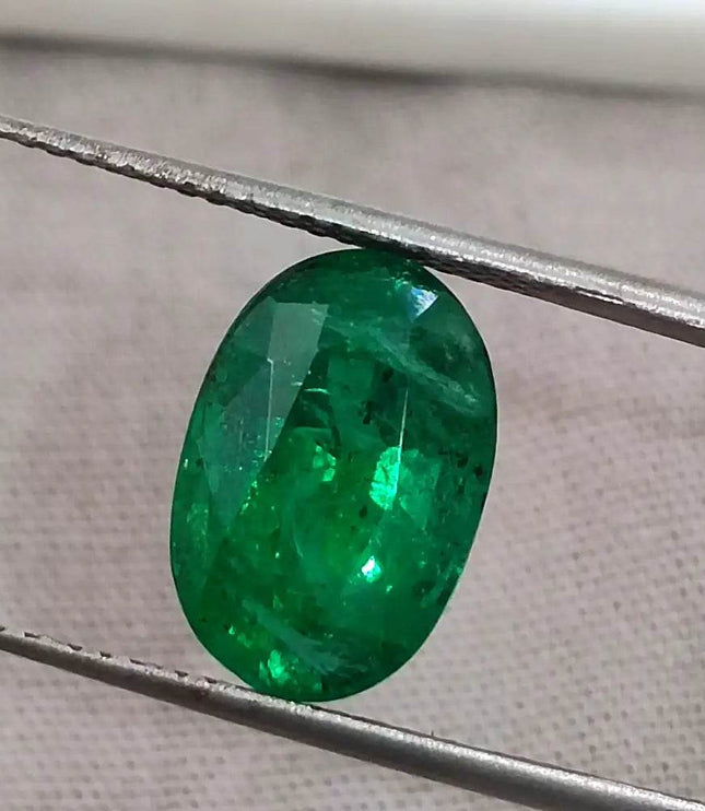 3.99ct IGI Certified Top Deep Vivid Green Emerald, Natural Gem - SMSGEMS 