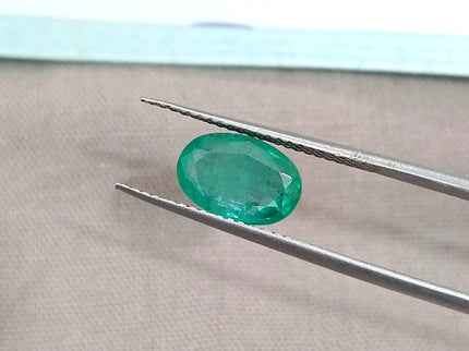 2.00ct Sea Green Natural Zambian Emerald Oval Cut Loose Gemstone