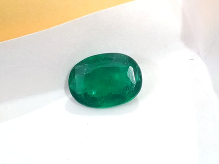 3.71ct Emerald Natural Zambia Fine Quality Vivid Deep Green Oval Gemstone Insignificant oil