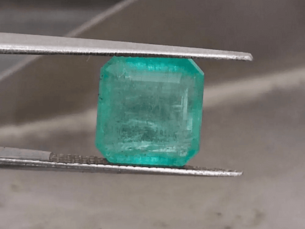 4.19ct Bluish Green Square Cut Zambian Emerald, 100% Natural Earth Mined Gemstone - SMSGEMS 