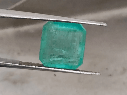 4.19ct Bluish Green Square Cut Zambian Emerald, 100% Natural Earth Mined Gemstone - SMSGEMS 