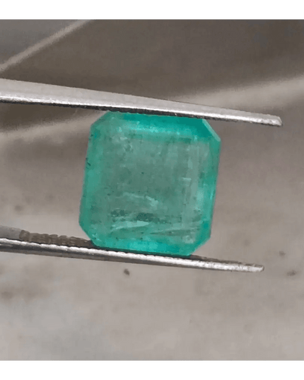4.19ct Bluish Green Square Cut Zambian Emerald, 100% Natural Earth Mined Gemstone - SMSGEMS 