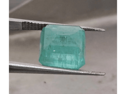 4.19ct Bluish Green Square Cut Zambian Emerald, 100% Natural Earth Mined Gemstone - SMSGEMS 