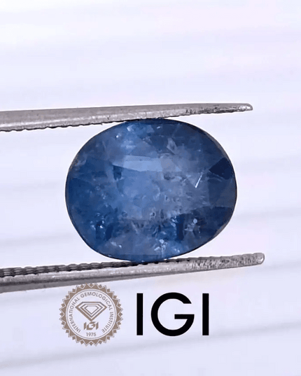 4.25ct IGI Certified Blue Ceylon Sapphire, Natural Gemstone - SMSGEMS 