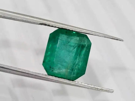 4.36ct Medium Deep Golden Green Emerald , 100% Natural Earth Mined Gem. - SMSGEMS 