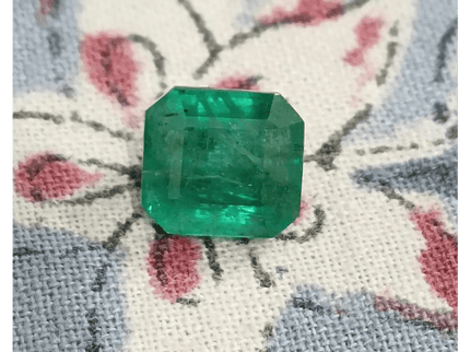 4.36ct Medium Deep Golden Green Emerald , 100% Natural Earth Mined Gem. - SMSGEMS 