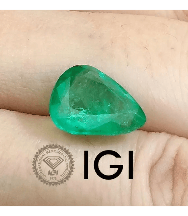 4.53ct Colombian IGI Certified Beautiful Pear Cut Emerald, 100% Natural Earth mined Gemstone. - SMSGEMS 