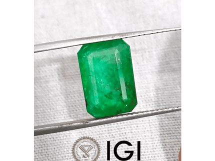 4.63ct IGI Certified Deep Green Swat Emerald, 100% Natural Gem - SMSGEMS 