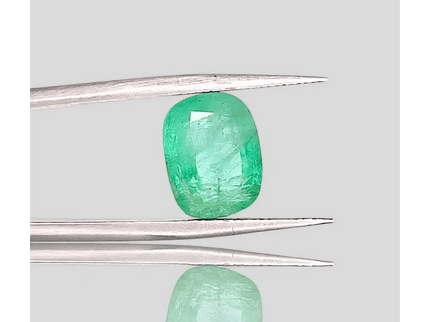 4.85ct Neon Green Cushion Cut Ethiopian Emerald, Natural Earth Mined Gemstone - SMSGEMS 