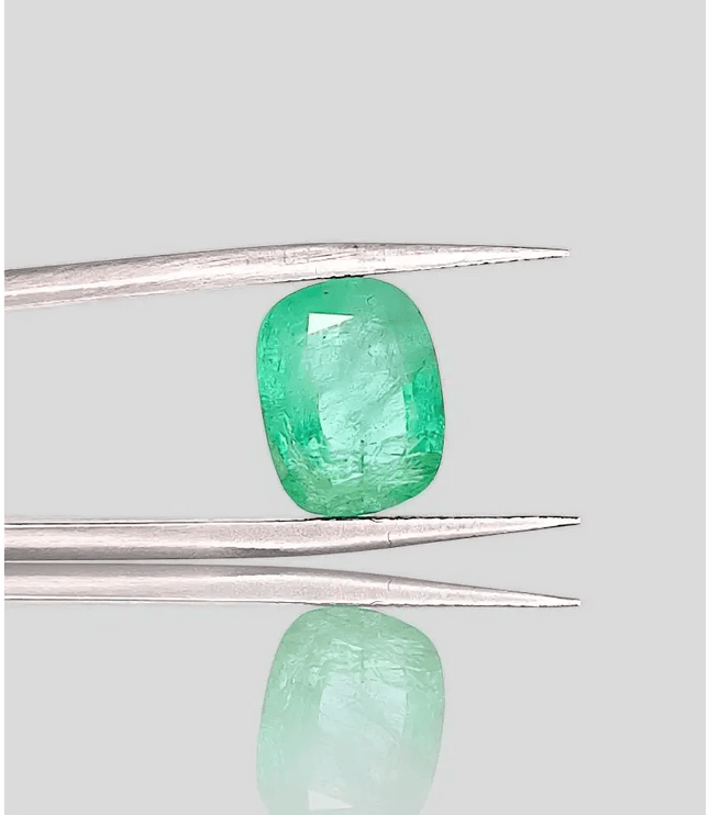 4.85ct Neon Green Cushion Cut Ethiopian Emerald, Natural Earth Mined Gemstone - SMSGEMS 
