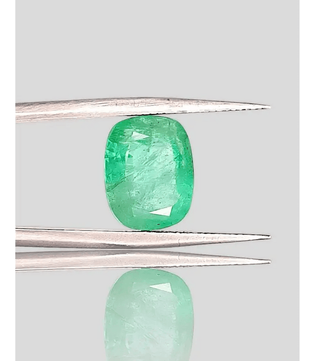 4.85ct Neon Green Cushion Cut Ethiopian Emerald, Natural Earth Mined Gemstone - SMSGEMS 