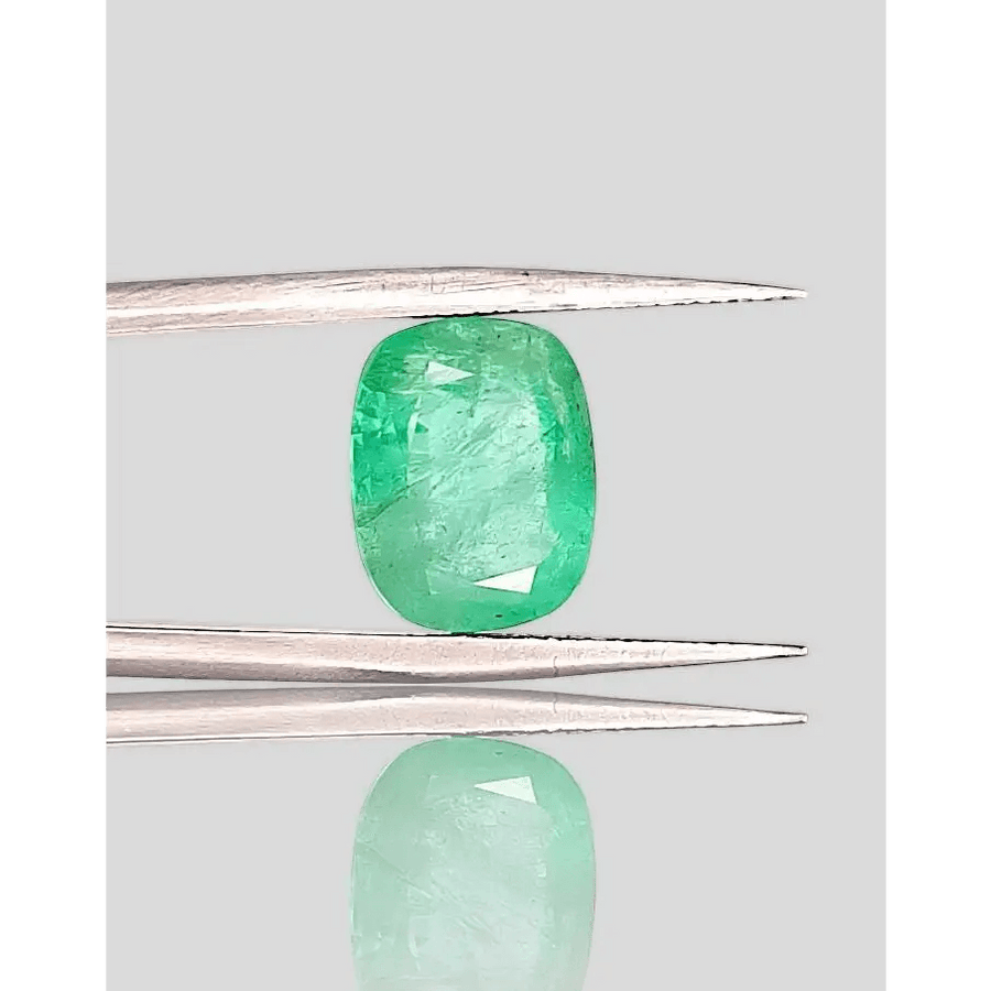 4.85ct Neon Green Cushion Cut Ethiopian Emerald, Natural Earth Mined Gemstone - SMSGEMS 