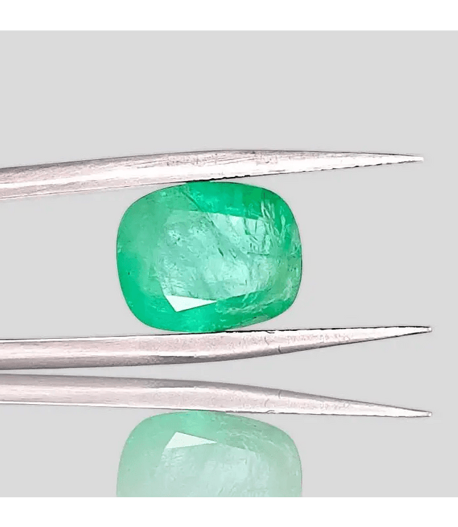 4.85ct Neon Green Cushion Cut Ethiopian Emerald, Natural Earth Mined Gemstone - SMSGEMS 