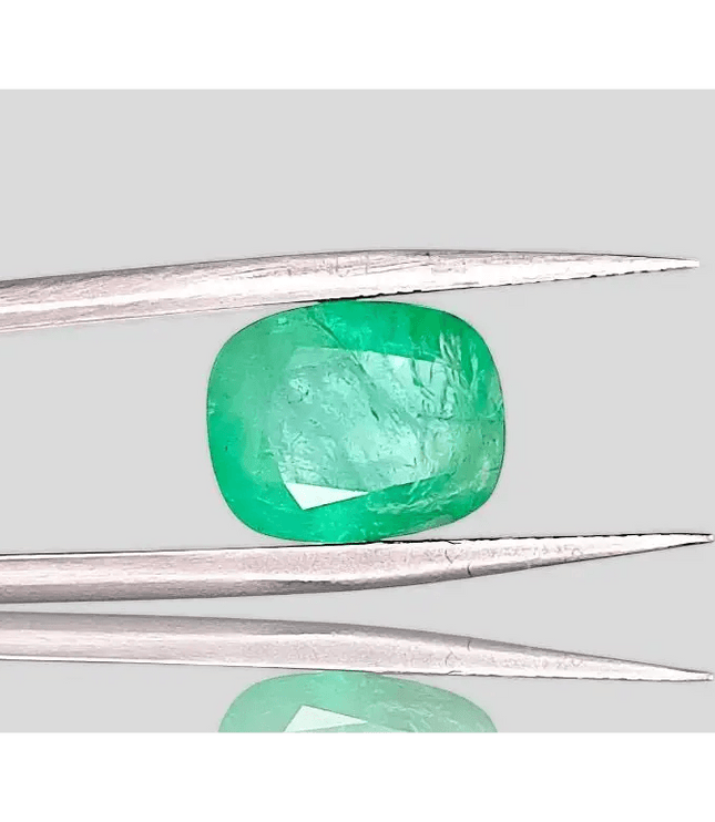 4.85ct Neon Green Cushion Cut Ethiopian Emerald, Natural Earth Mined Gemstone - SMSGEMS 