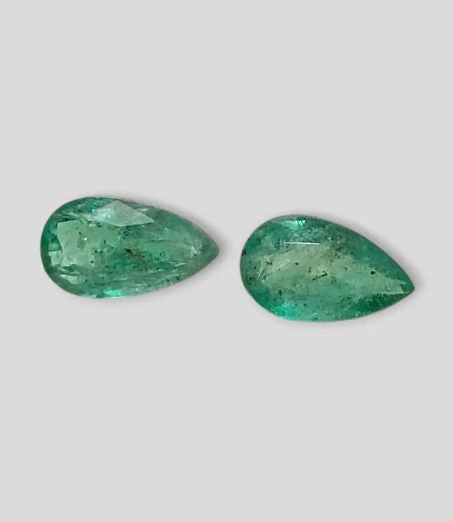 5.17ct Pear Cut Zambian Emerald Pair , 100% Natural Earth Mined Gemstones. - SMSGEMS 
