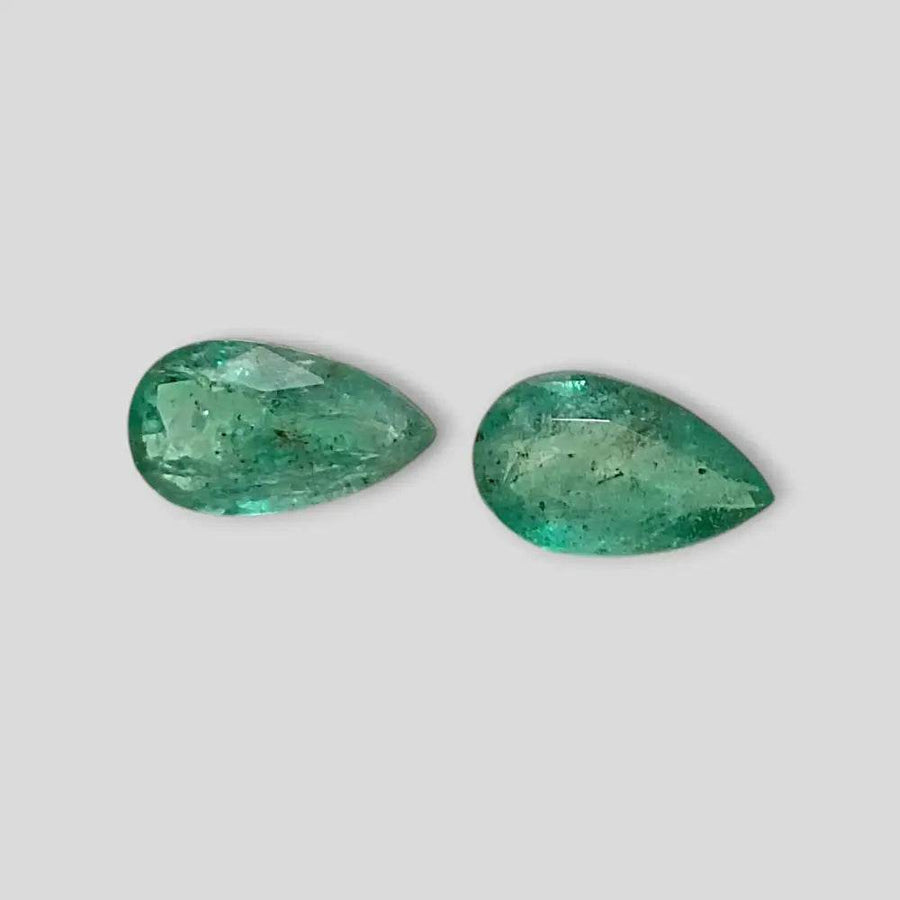 5.17ct Pear Cut Zambian Emerald Pair , 100% Natural Earth Mined Gemstones. - SMSGEMS 