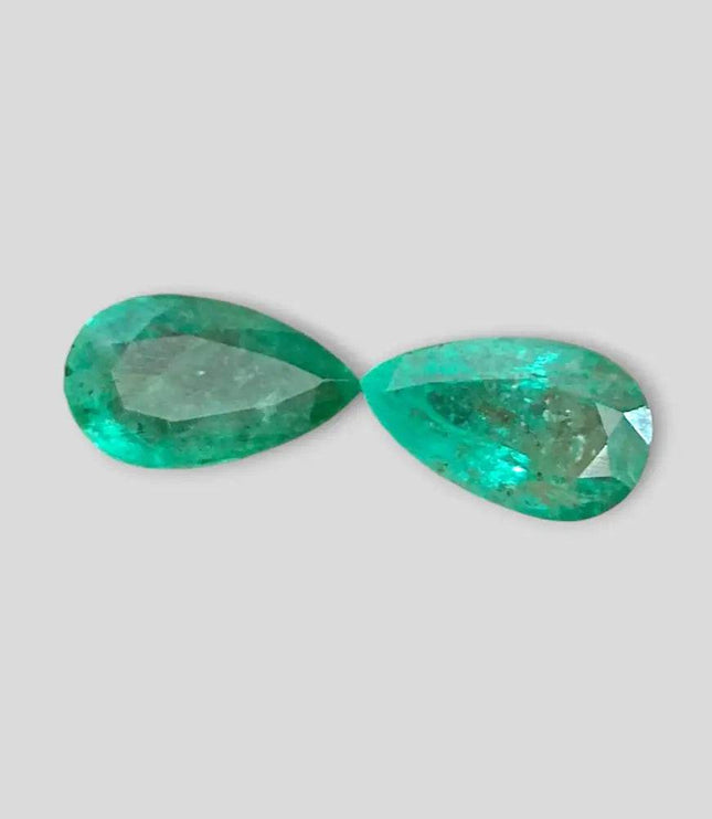 5.17ct Pear Cut Zambian Emerald Pair , 100% Natural Earth Mined Gemstones. - SMSGEMS 