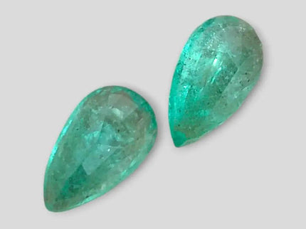 5.17ct Pear Cut Zambian Emerald Pair , 100% Natural Earth Mined Gemstones. - SMSGEMS 