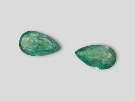 5.17ct Pear Cut Zambian Emerald Pair , 100% Natural Earth Mined Gemstones. - SMSGEMS 