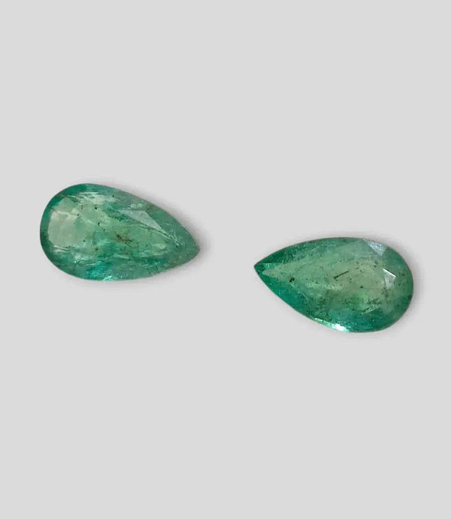 5.17ct Pear Cut Zambian Emerald Pair , 100% Natural Earth Mined Gemstones. - SMSGEMS 