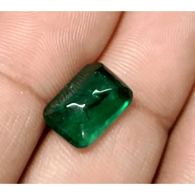 5.23ct Sugarloaf Cut Emerald, 100% Natural Gem - SMSGEMS 