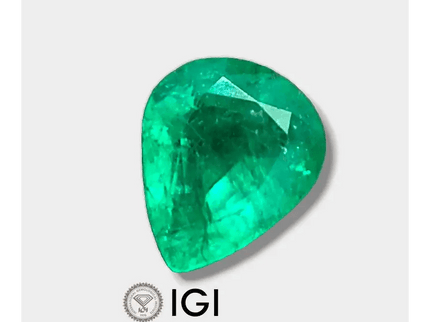 5.54ct Colombian IGI Certified Pear Cut Earth Mined Emerald, 100% Natural Gem. Beautiful Real Colombian Emerald. - SMSGEMS 