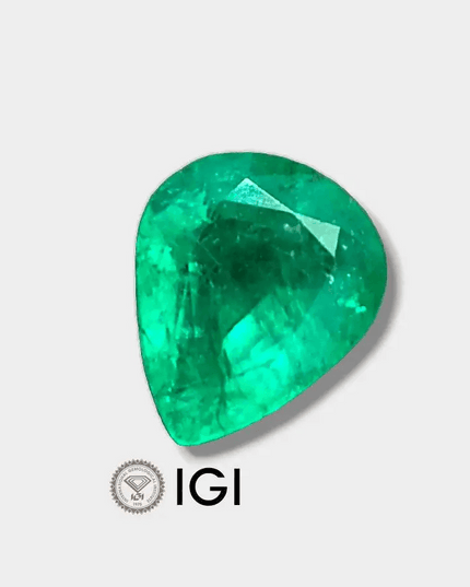5.54ct Colombian IGI Certified Pear Cut Earth Mined Emerald, 100% Natural Gem. Beautiful Real Colombian Emerald. - SMSGEMS 
