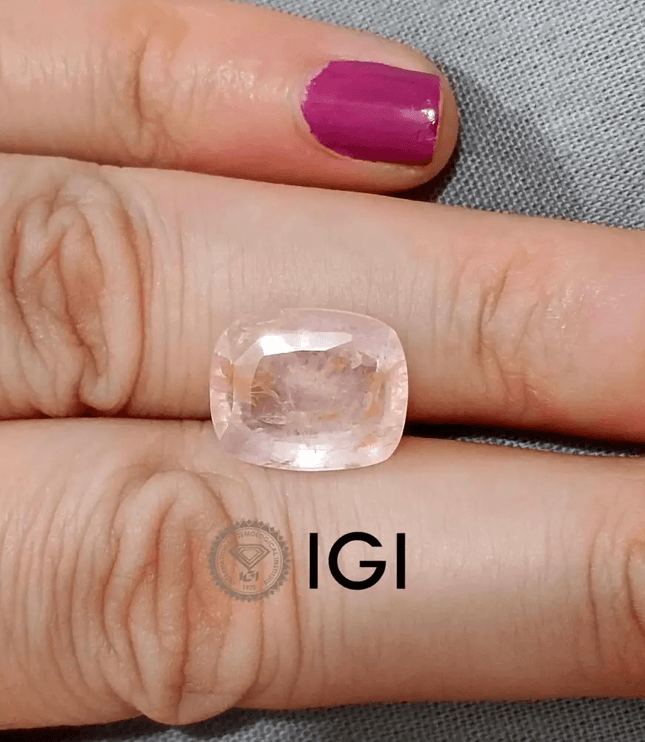 6.71ct IGI Certified Padparadscha Cushion Cut Ceylon Sapphire, Natural Earth Mined unheated Gemstone - SMSGEMS 