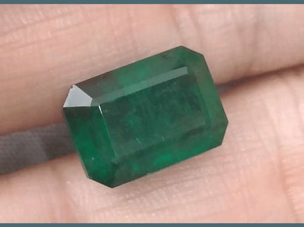 7.55ct Deep Green Zambian Emerald, Natural Gemstone - SMSGEMS 