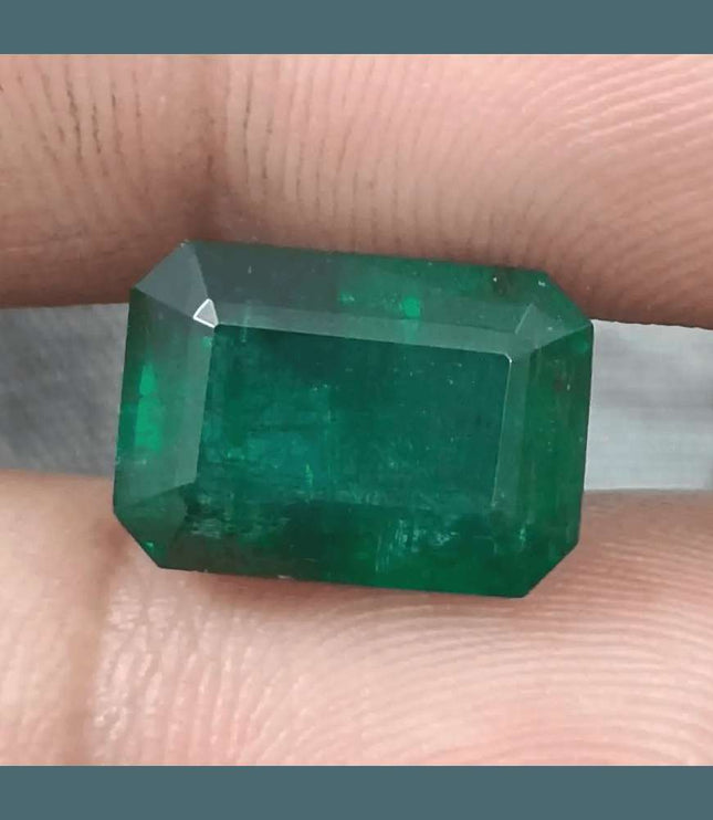 7.55ct Deep Green Zambian Emerald, Natural Gemstone - SMSGEMS 