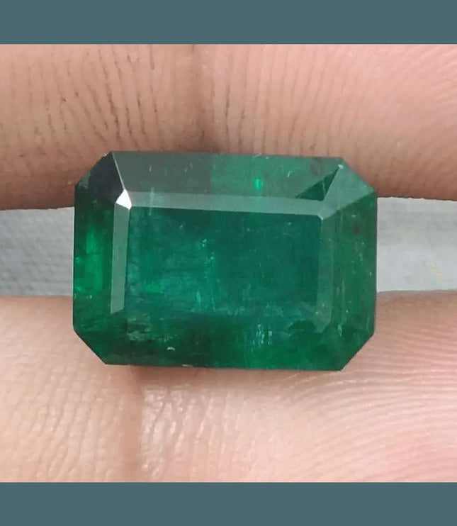 7.55ct Deep Green Zambian Emerald, Natural Gemstone - SMSGEMS 
