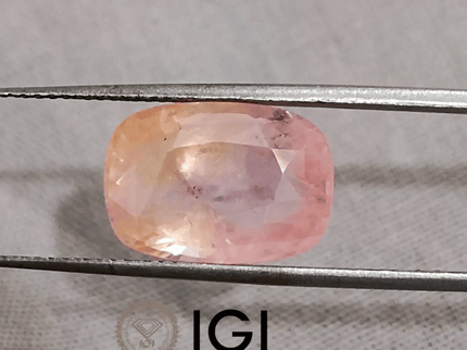 7.88ct IGI Certified Padparadscha Cushion Cut Ceylon Sapphire, Natural Earth Mined untreated Gemstone - SMSGEMS 