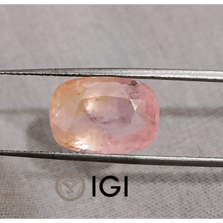 7.88ct IGI Certified Padparadscha Cushion Cut Ceylon Sapphire, Natural Earth Mined untreated Gemstone - SMSGEMS 