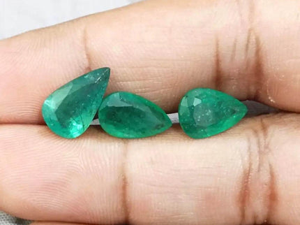 8.63ct Pear Cut Emerald Parcel , 100% Natural Earth Mined Gemstones - SMSGEMS 