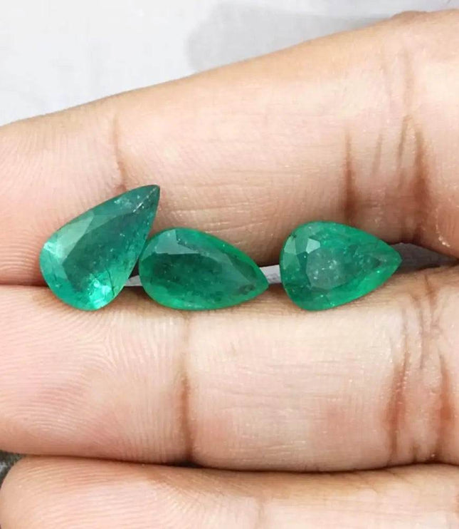 8.63ct Pear Cut Emerald Parcel , 100% Natural Earth Mined Gemstones - SMSGEMS 