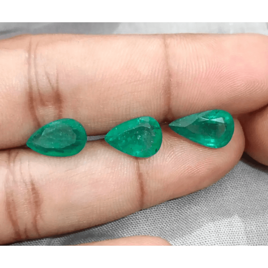 8.63ct Pear Cut Emerald Parcel , 100% Natural Earth Mined Gemstones - SMSGEMS 