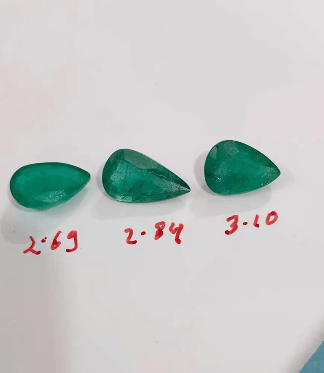 8.63ct Pear Cut Emerald Parcel , 100% Natural Earth Mined Gemstones - SMSGEMS 