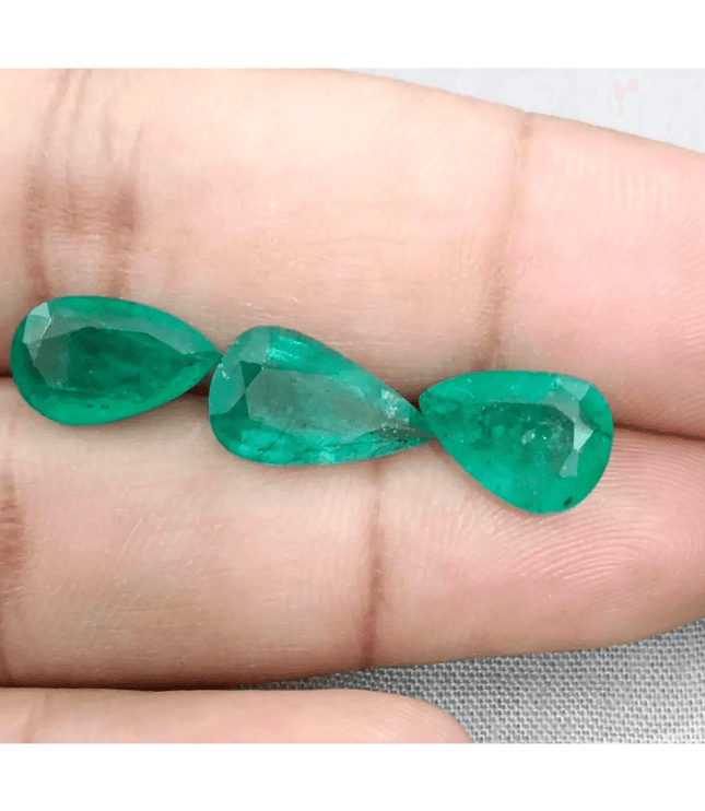 8.63ct Pear Cut Emerald Parcel , 100% Natural Earth Mined Gemstones - SMSGEMS 
